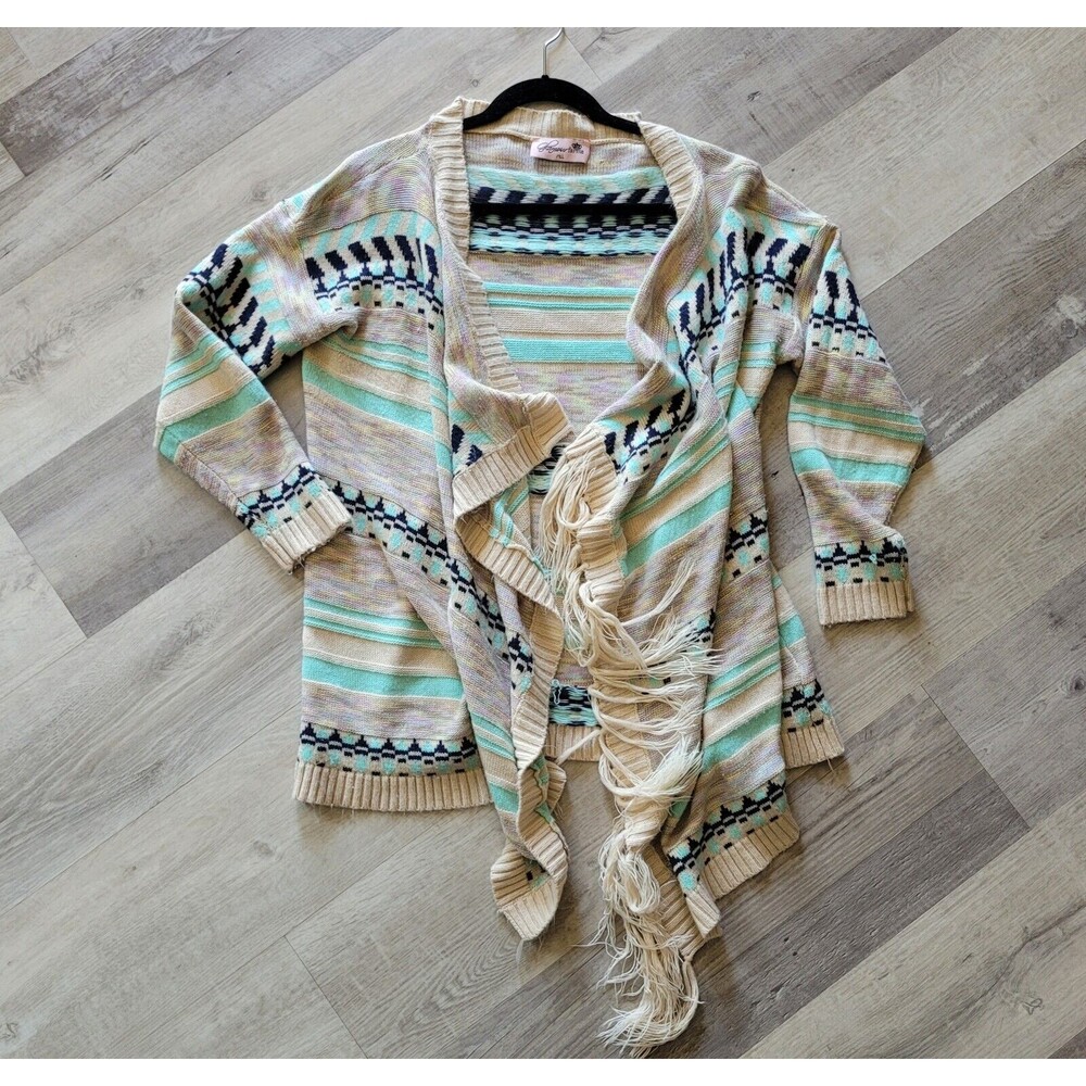 Womens Glamour Farms 1XL Open Front Boho Southwest Aztec Cardigan